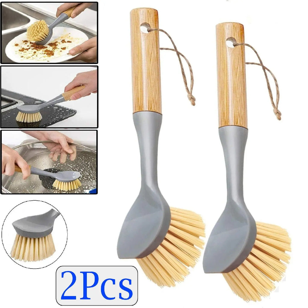 2x Dish Washing Up Brush Cleaning Brushes Kitchen Tool Pot Sink Scrubber Sponge