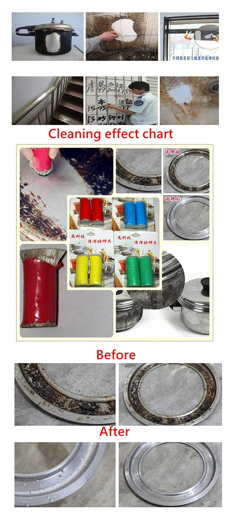 Useful Magic Cleaning Brush Stainless Steel Rod Magic Stick Metal Rust Remover Useful for Cooktop Pot Eraser Kitchen Clean Tools