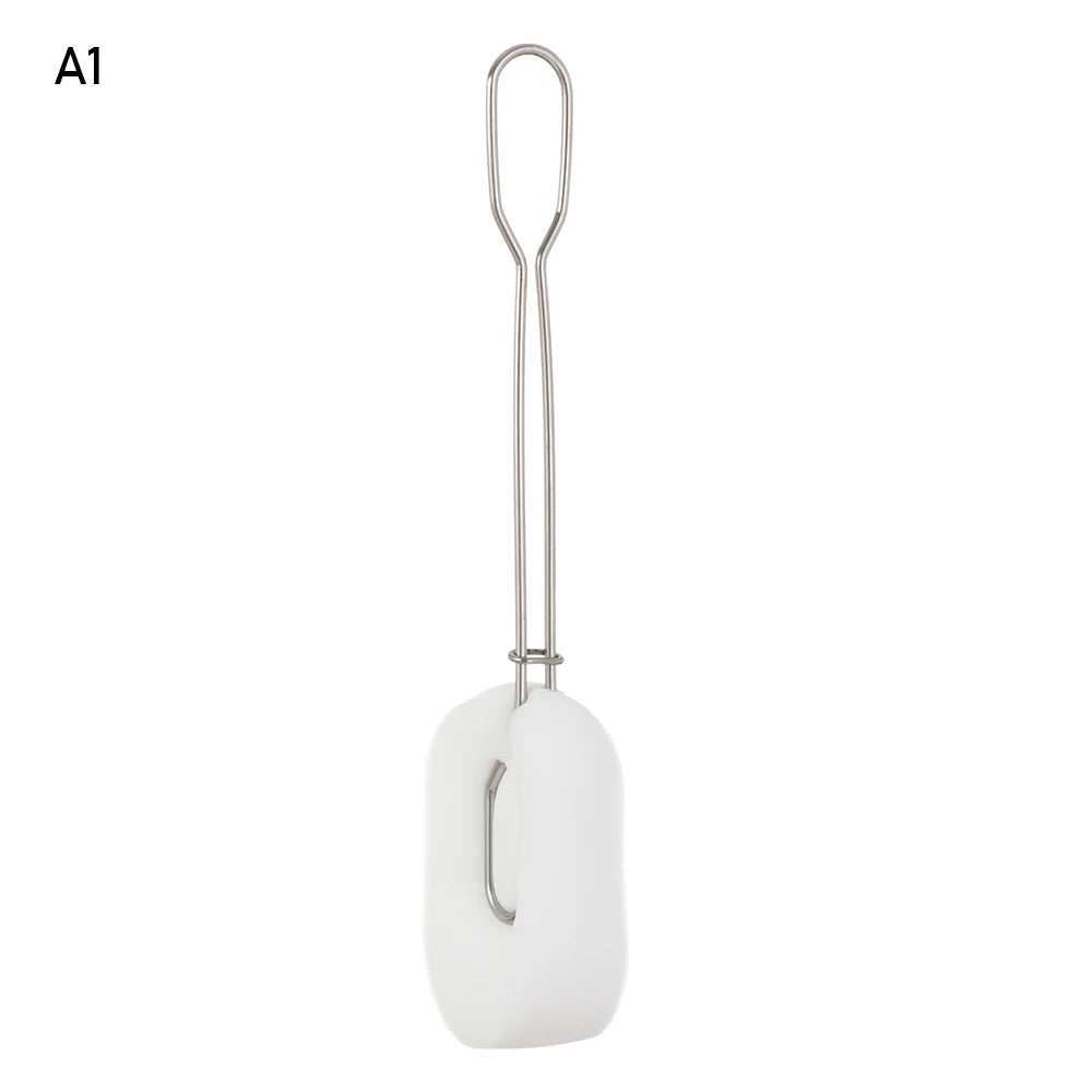 Detachable Bottle Cup Washing Sponge Brush with Stainless Steel Handle Replaceable Sponge Cleaning Brush Home Kitchen Tools