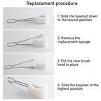 Detachable Bottle Cup Washing Sponge Brush with Stainless Steel Handle Replaceable Sponge Cleaning Brush Home Kitchen Tools