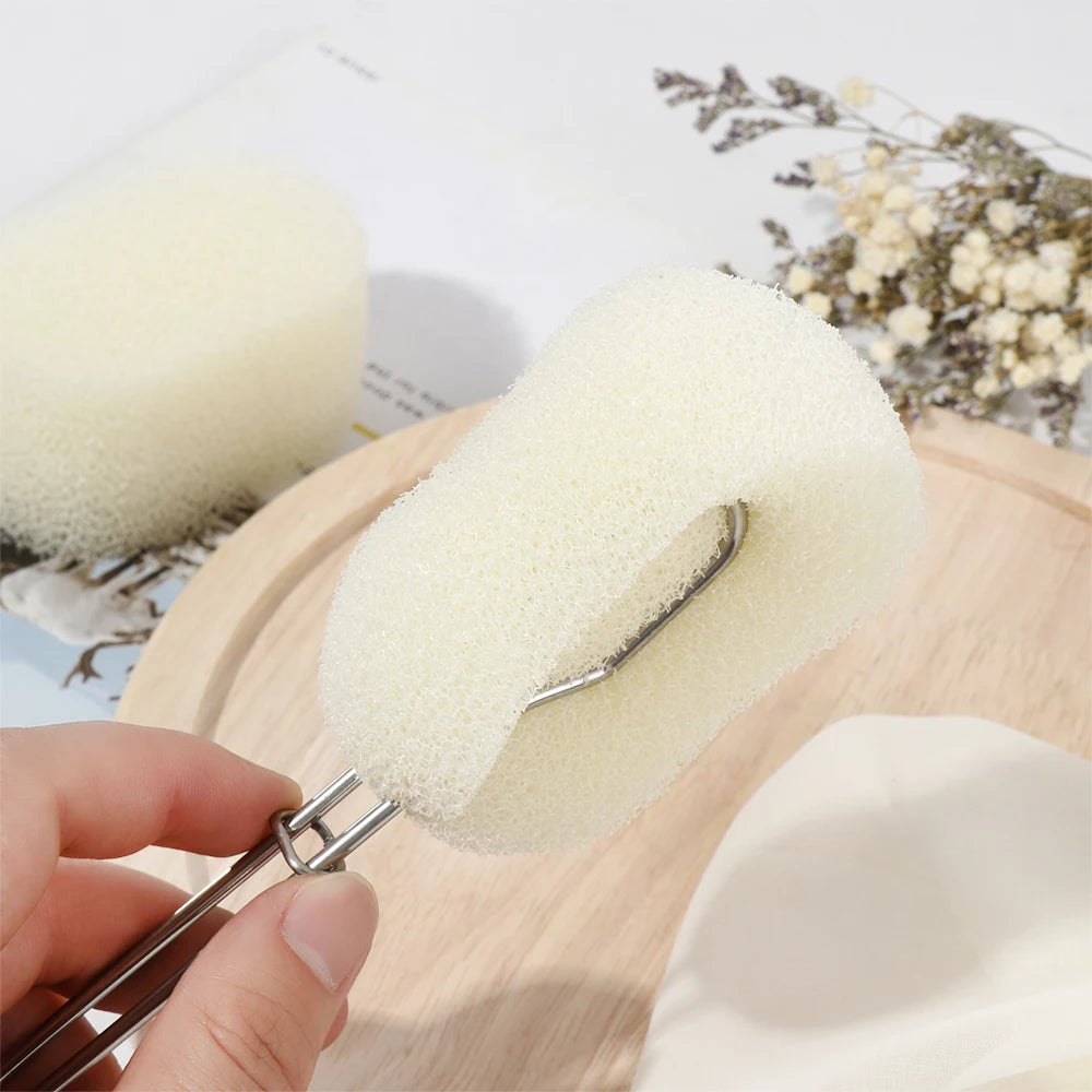 Detachable Bottle Cup Washing Sponge Brush with Stainless Steel Handle Replaceable Sponge Cleaning Brush Home Kitchen Tools