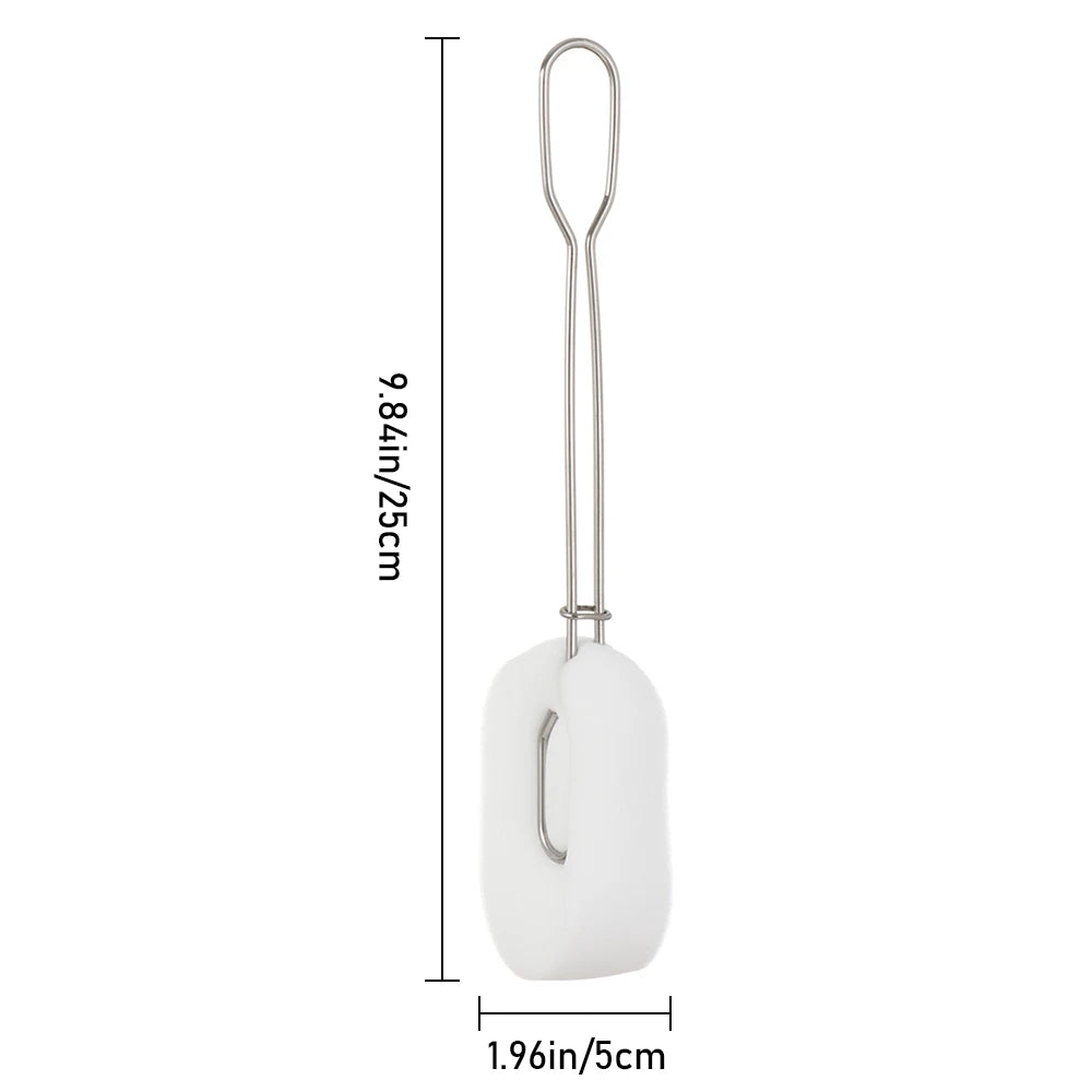 Detachable Bottle Cup Washing Sponge Brush with Stainless Steel Handle Replaceable Sponge Cleaning Brush Home Kitchen Tools