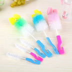 2 PCs/ Set Random Color Baby Bottle Cup 360-degree Sponge Cleaner+nipple Brush 360-degree Cleaning Tool Scrubber Cleaning Brush