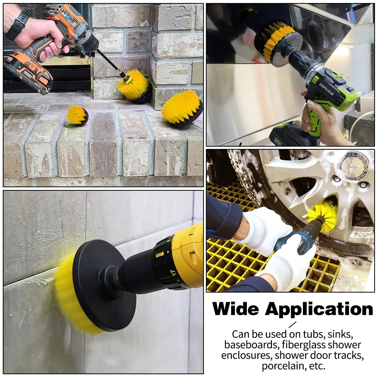 5/6/7/9 Pcs Cleaning Brush Attachment Set Power Scrubber Brush with 1/4“ Extend Long Drill Scrub Brush for Cleaning Shower