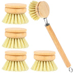 4/5Pcs Bamboo Dish Brush Set Pot Cleaning Brush Long Handle Kitchen Dishes Scrubber Strong Decontamination Rust Removal Utensils
