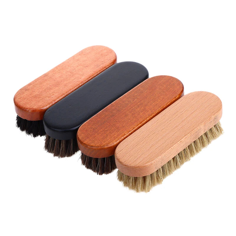 Handle Details Polishing And Cleaning Brush Horse Hair Wood Brush Leather Shoe Care And Cleaning Shoe Brush