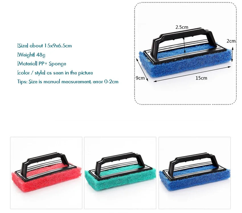 Household Sponge Scouring Pads with Handle Kitchen Sink Scrubber Pot Brush for Daily Cleaning and Cooking Tools