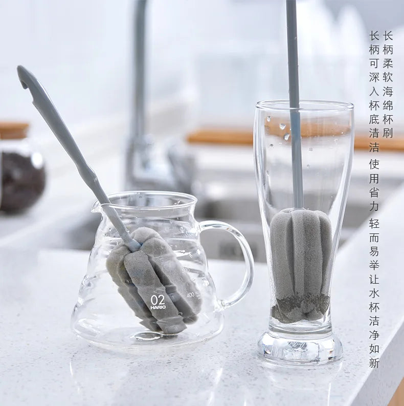 Cup Bottle Brush Long Handle Cup Brush Sponge Cleaning Brush Kitchen Household Small Brush #2493