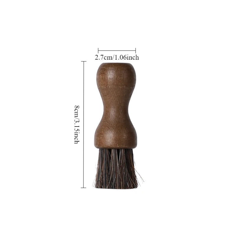 Horse Hair Oiling Brush, Beech Small Shoe Brush, Soft Fur Leather Shoe Care Brush, Dust Removal, Oiling and Polishing