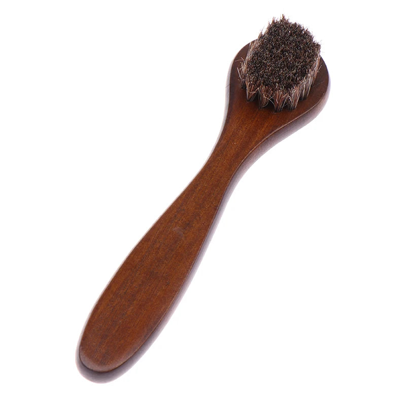Handle Details Polishing And Cleaning Brush Horse Hair Wood Brush Leather Shoe Care And Cleaning Shoe Brush