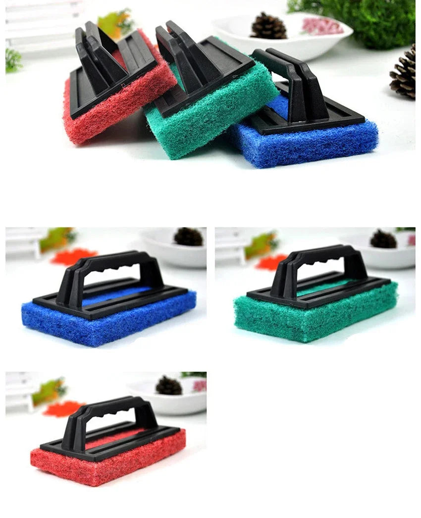 Household Sponge Scouring Pads with Handle Kitchen Sink Scrubber Pot Brush for Daily Cleaning and Cooking Tools