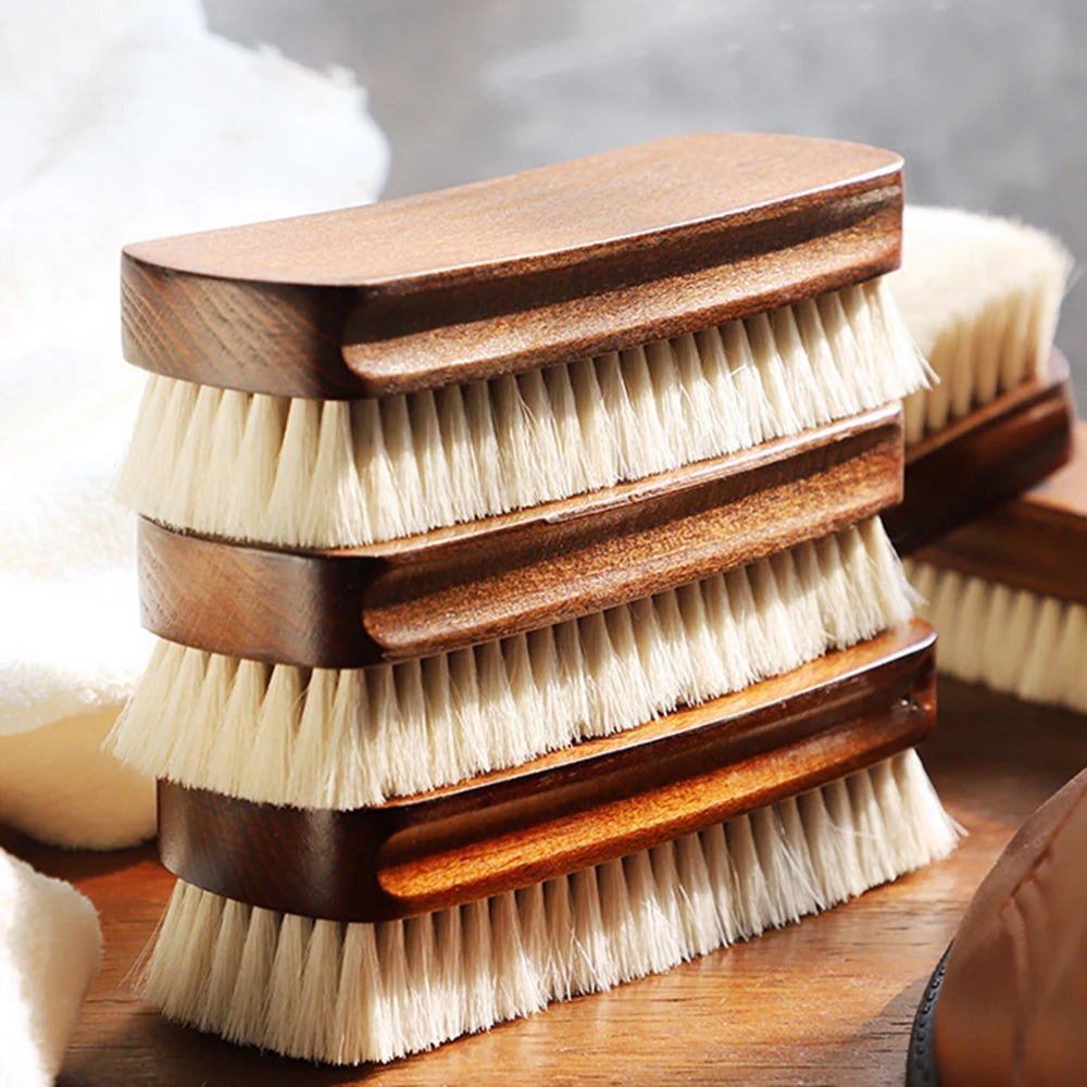 1 Piece Solid Wood Wool Shoe Brush, Polishing, Cleaning, Care Brush, Suitable For Leather Or Fabric Shoes, Cleaning Brush