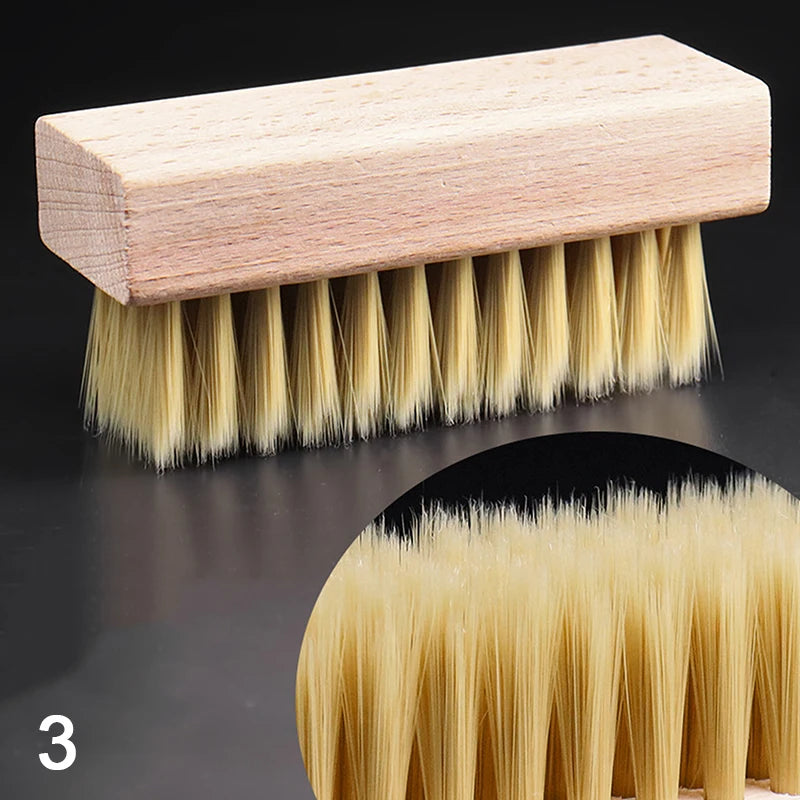 Useful Wood Handle Shoe Brush Polish Brush Plastic Hair Soft Pig Hair Brush Sneaker Shoe Cleaning Brush Laundry Brush