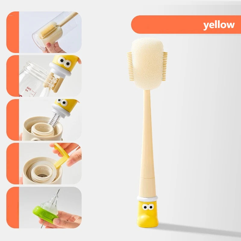 1PC Special sponge brush for washing cups Baby Bottle Straw Brush Five in one long handled cup brush Water cup cleaning artifact