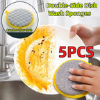 5PCS Double-Side Dish Wash Sponges, Dish Washing Brush Pan Pot, Dishwashing Sponge, Household Cleaning Reusable Kitchen Tools