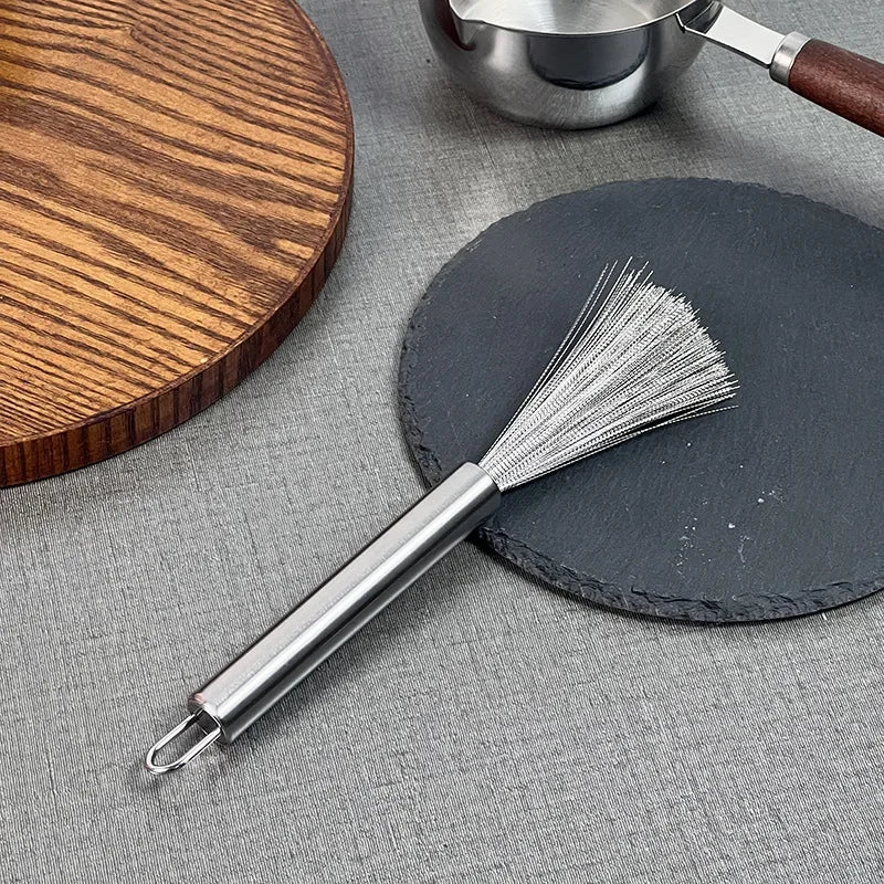 Kitchen Stainless Steel Cleaning Brush Long Handle Utensil Scrubber Anti-Rust Stainless Steel Kitchen Special Brush Pot Tool