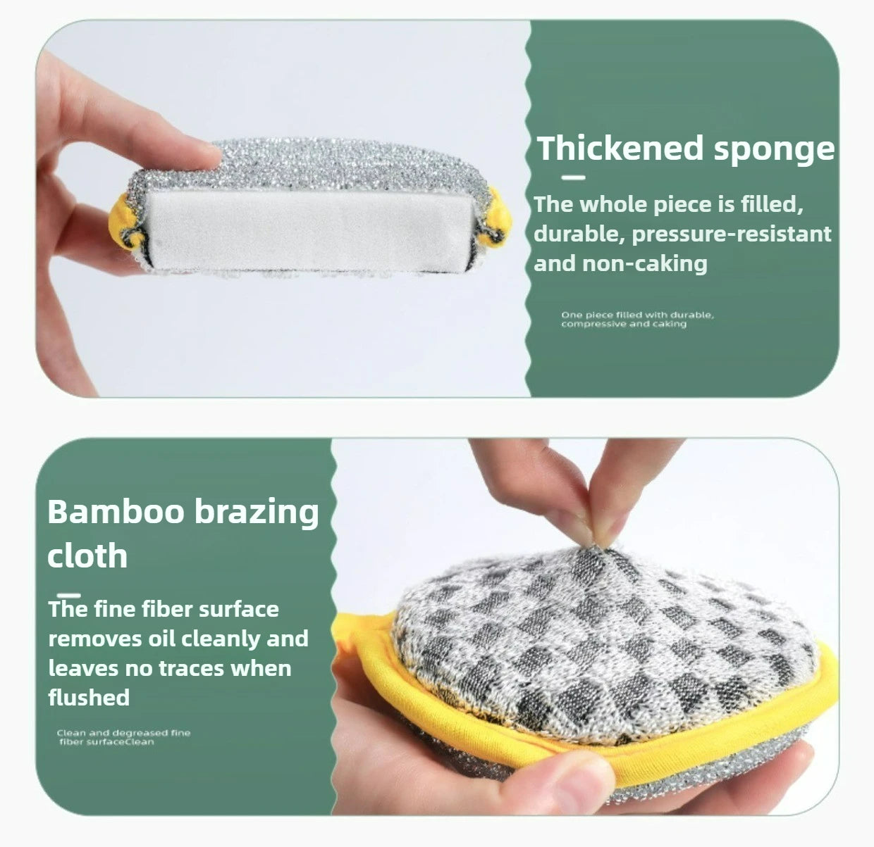 5PCS Double-Side Dish Wash Sponges, Dish Washing Brush Pan Pot, Dishwashing Sponge, Household Cleaning Reusable Kitchen Tools