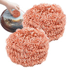 2 pcs/set Kitchen Scrub Pads Copper Dishwashing Brush Dish Cleaning Brush Wire Pot Scrubber Cleaning Supplies Dishwashing Sponge