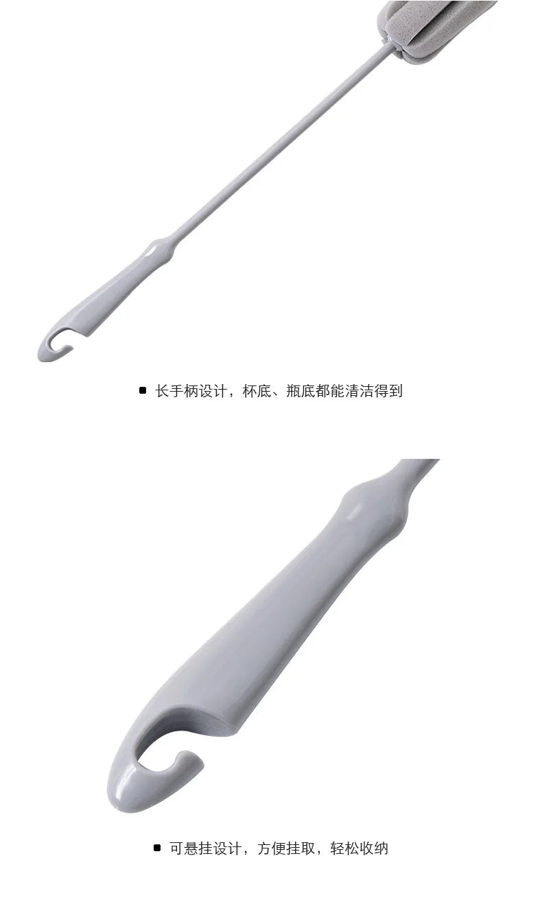 2493 Sponge Cup Brush Milk Bottle Brush Steel Ball Long Handle Spongy Brush Kitchen Household Cleaning Brush