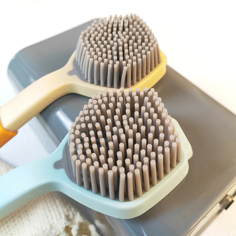 1PC Cleaning Brush Kitchen Soft Plastic Long Handle Silicone Brush Dishes Scrub POTS Brush Decontamination Cleaning Brush