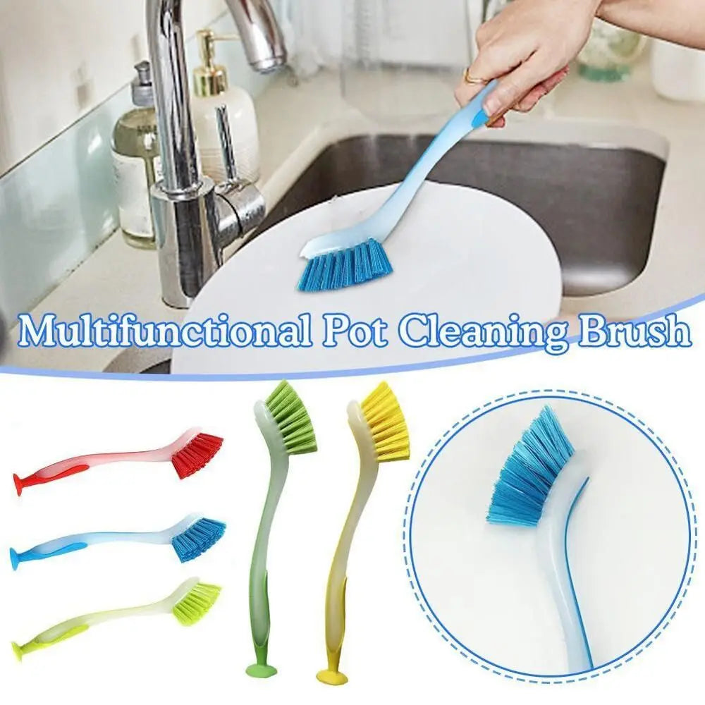 Vertical Bowl Pot Dish Kitchen Cleaning Brush Suction Cup Brush Washing Brush