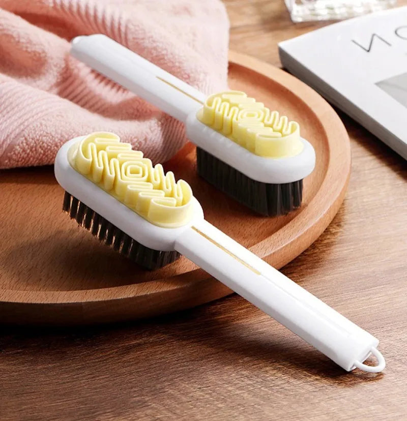 Long Handle 2-Sided Suede Cleaning Brush for Shoes Sneakers Stain & Dust Removal Rubber Boot Cleaner Shoe Brush