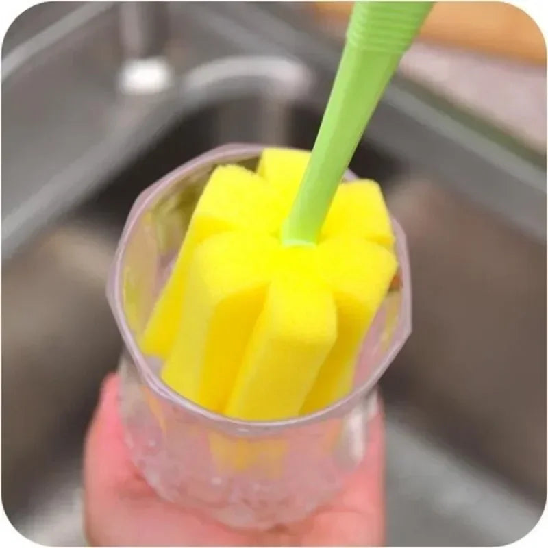 3pcs Cup Brush Sponge Glass Bottle Cup Cleaner Wineglass Bottle Coffe Tea Glass Cup Bottle Brush Kitchen Cleaning Tool