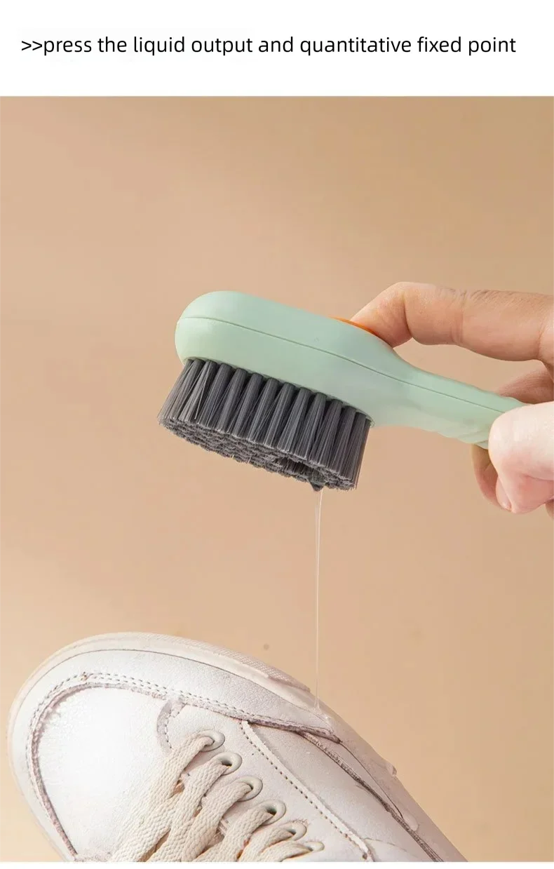 1pcs/2pcs/3pcs Multi-Functional Shoe Brush with Liquid Dispenser Household Press Type Soft Fur for Washing Shoes Cleaning Tool