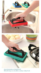 Household Sponge Scouring Pads with Handle Kitchen Sink Scrubber Pot Brush for Daily Cleaning and Cooking Tools