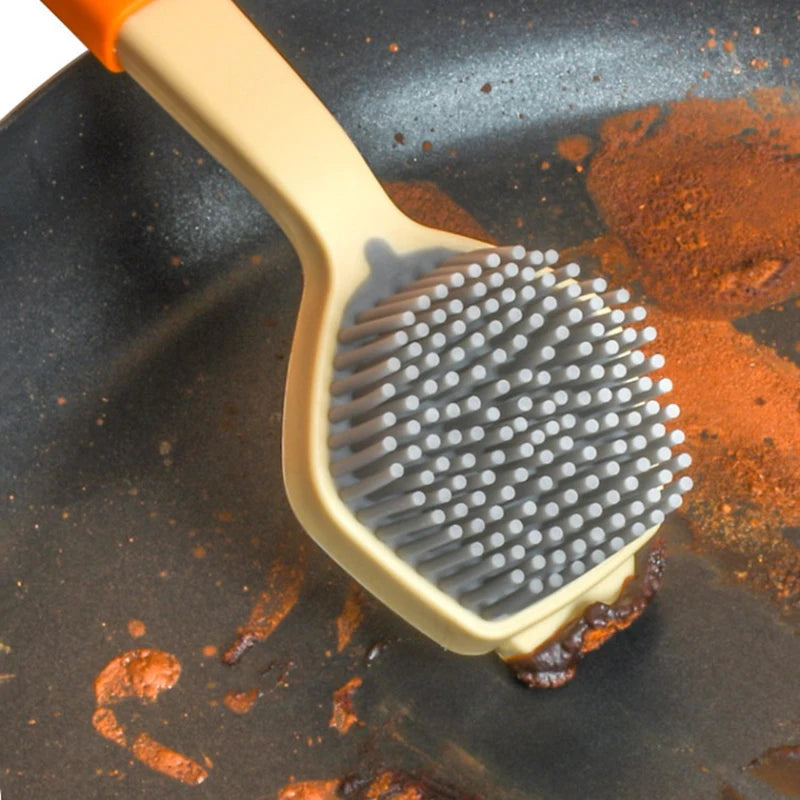 1PC Cleaning Brush Kitchen Soft Plastic Long Handle Silicone Brush Dishes Scrub POTS Brush Decontamination Cleaning Brush