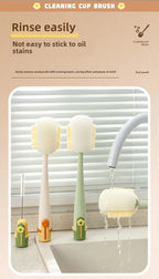 5-in-1cup Washing Tool for Household Use Multifunctional Cup Brush Water Cup Thermos Cup Brush Milk Bottle Cleaning Sponge Brush