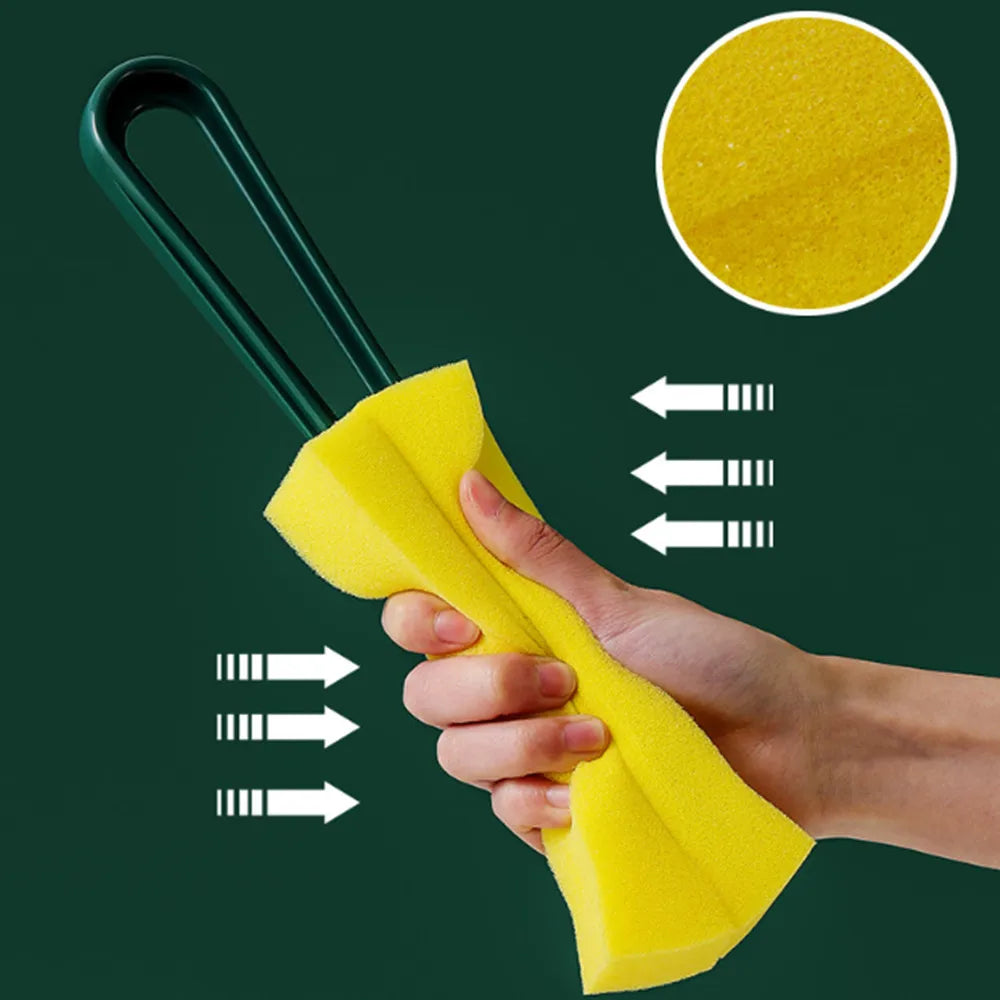 Double Sided Soft Sponge Brush U Shaped Extended Handle Washing Cup Brush Teapot Water Cup Milk Bottles Kitchen Cleaning Tools