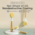 Natural Sisal Soft-Bristled Pot Brush, Household Kitchen Dishwashing Brush, Log Brush, Multi-Functional Beech Cleaning Brush