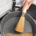 Natural Bamboo Wok Brush with Long Wooden Handle Durable Dish Scrubber Pot Pan Cleaner for Kitchen Home Restaurant Cleaning Tool