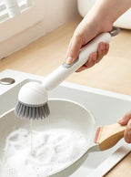 Plastic Dish Brush Rotatable Kitchen Pot Brush Hanging Utensil Brush Convenient Long Handle Home Dishes Brush For Stain Removal
