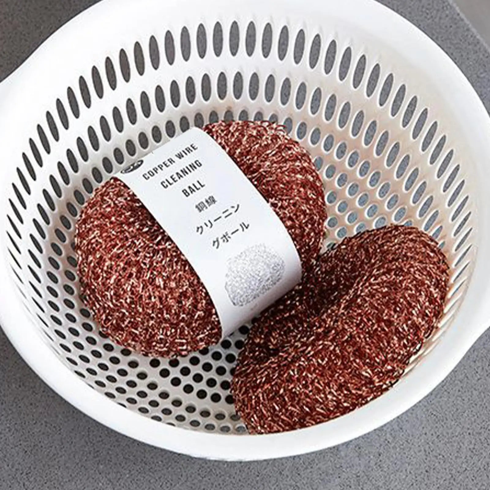 2 pcs/set Kitchen Scrub Pads Copper Dishwashing Brush Dish Cleaning Brush Wire Pot Scrubber Cleaning Supplies Dishwashing Sponge