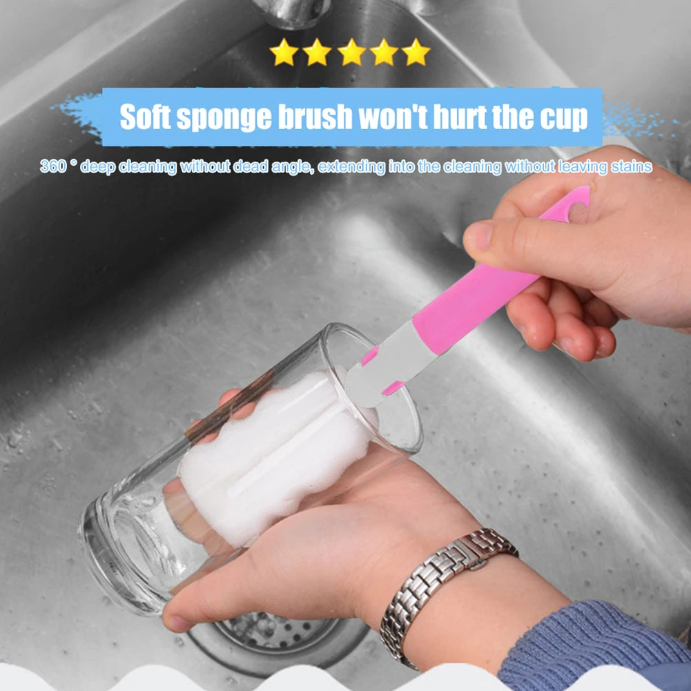 20/30cm Bottle Cleaning Brush Long Handle Soft Sponge Brush Water Bottle Glass Cup Washing Cleaner Tool For Bottle Vacuum Flasks