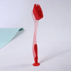 1pc Pot Cleaning Brush Vertical Multifunction Kitchen Suction Cup Type Sink Scrub Long Handle