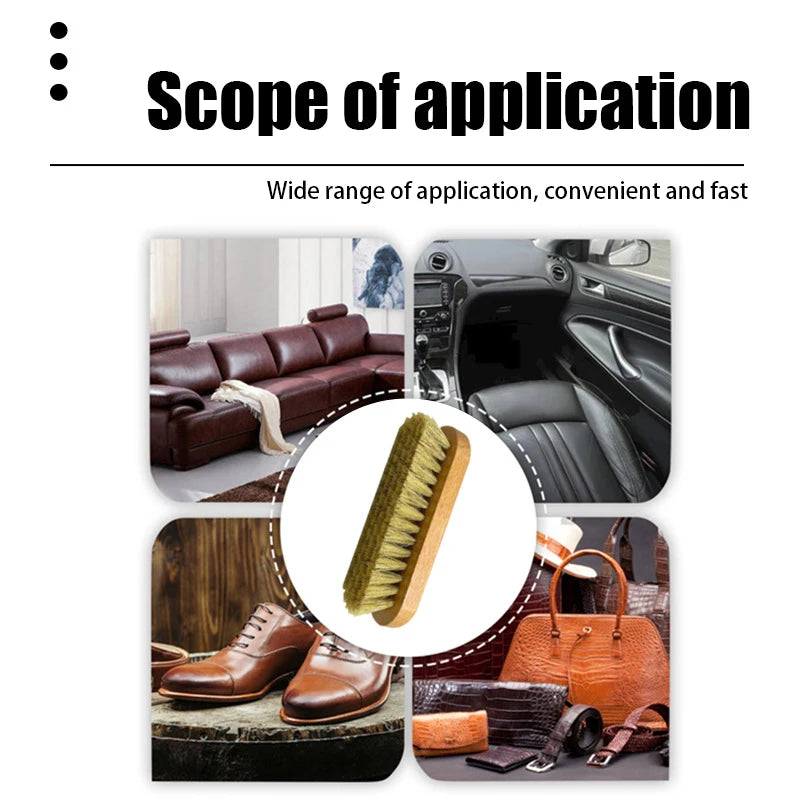 1PC Handle Dashboard Details Polishing And Cleaning Brush Horse Hair Wood Brush Leather Shoe Care And Cleaning Shoe Brush