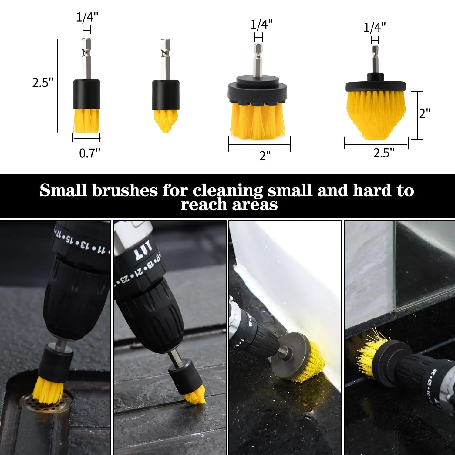5/6/7/9 Pcs Cleaning Brush Attachment Set Power Scrubber Brush with 1/4“ Extend Long Drill Scrub Brush for Cleaning Shower