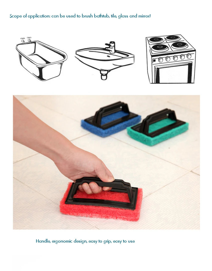 Household Sponge Scouring Pads with Handle Kitchen Sink Scrubber Pot Brush for Daily Cleaning and Cooking Tools
