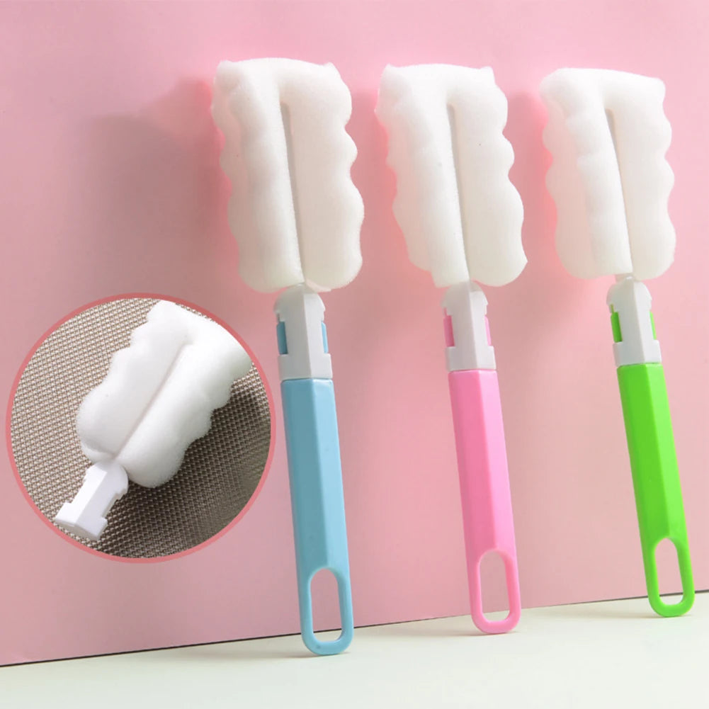 Cup Bottle Brush Cleaner Sponge Handle Brush Foam Bottle Cup Glass Kitchen Car Baby Bottle Cleaning Brush With Long Handle