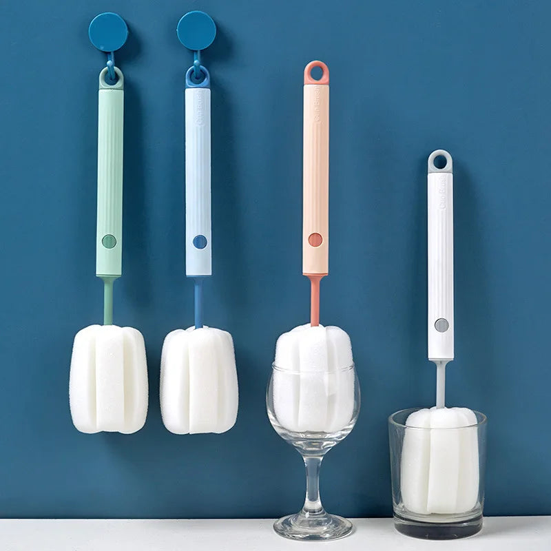 New Nordic-style Cup Brush Long-handled Sponge Cup Brush Detachable and Replaceable Head Baby Bottle and Thermos Cup Clean Brush
