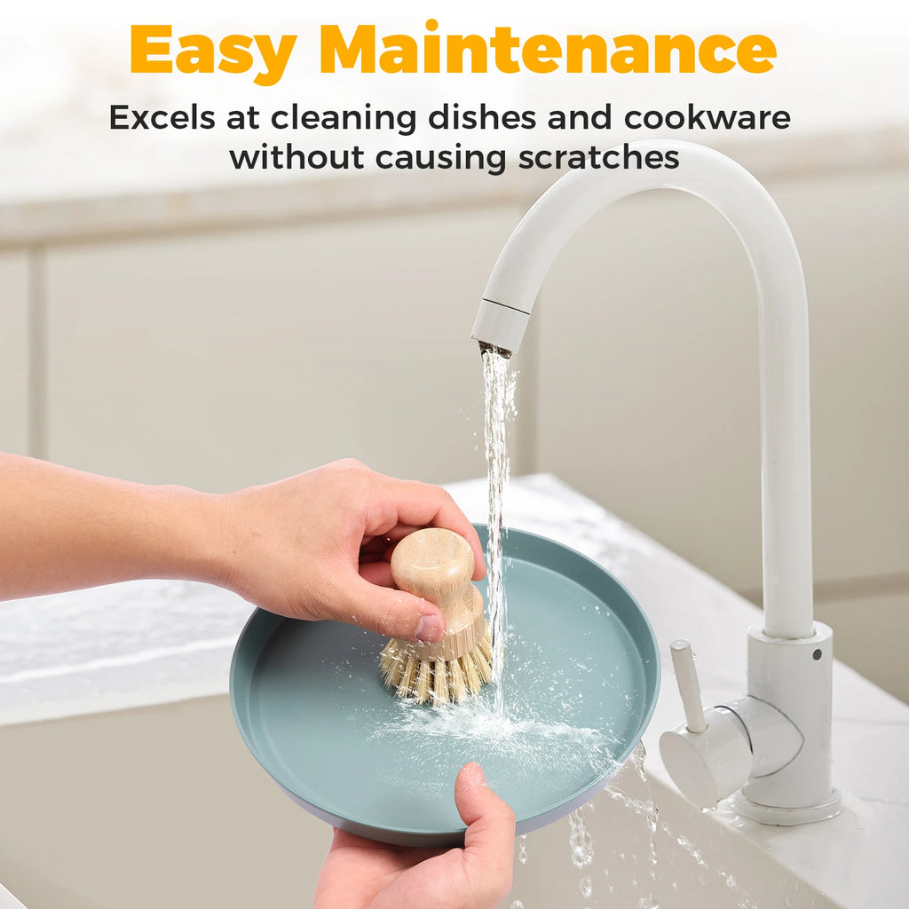 4/5Pcs Bamboo Dish Brush Set Pot Cleaning Brush Long Handle Kitchen Dishes Scrubber Strong Decontamination Rust Removal Utensils