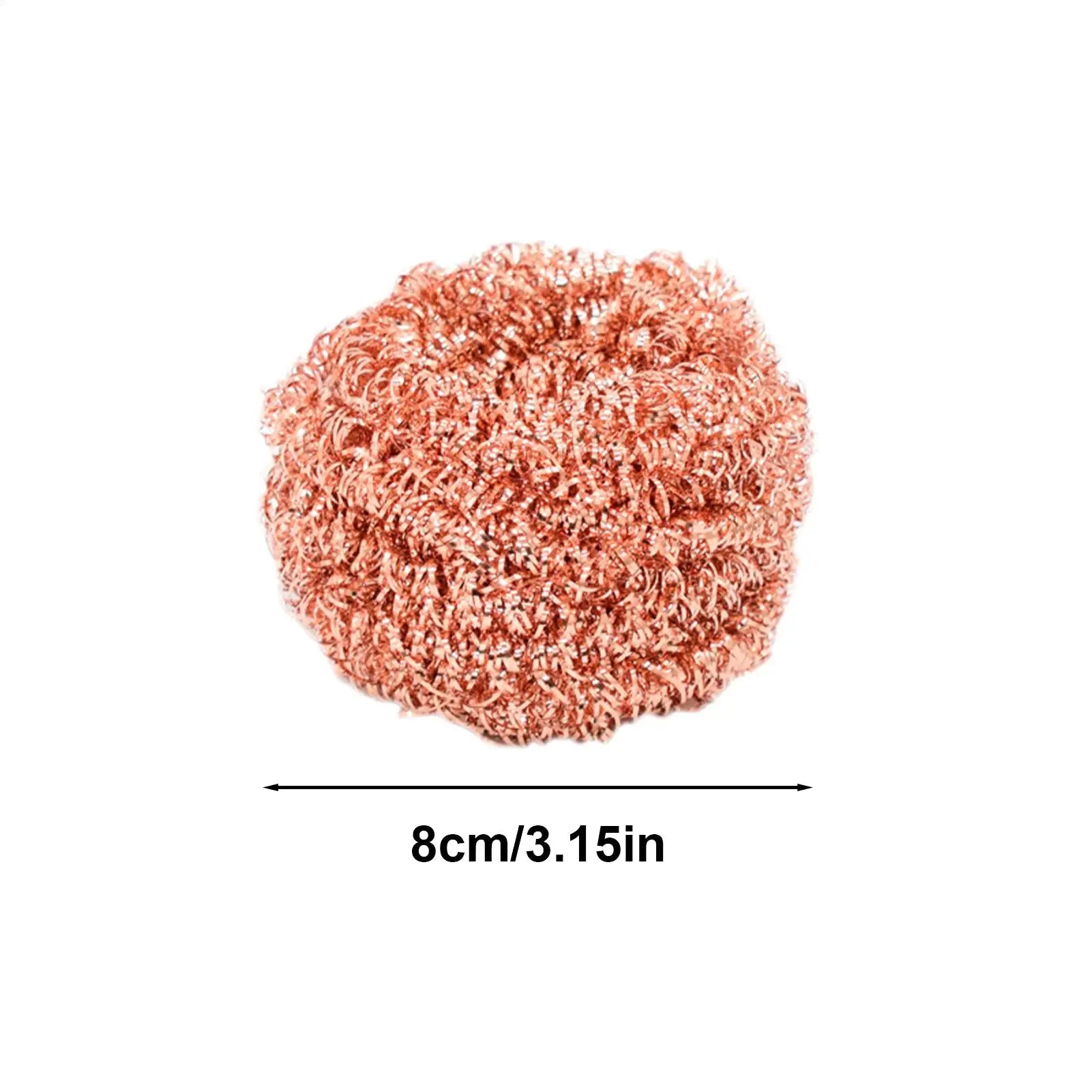 2 pcs/set Kitchen Scrub Pads Copper Dishwashing Brush Dish Cleaning Brush Wire Pot Scrubber Cleaning Supplies Dishwashing Sponge