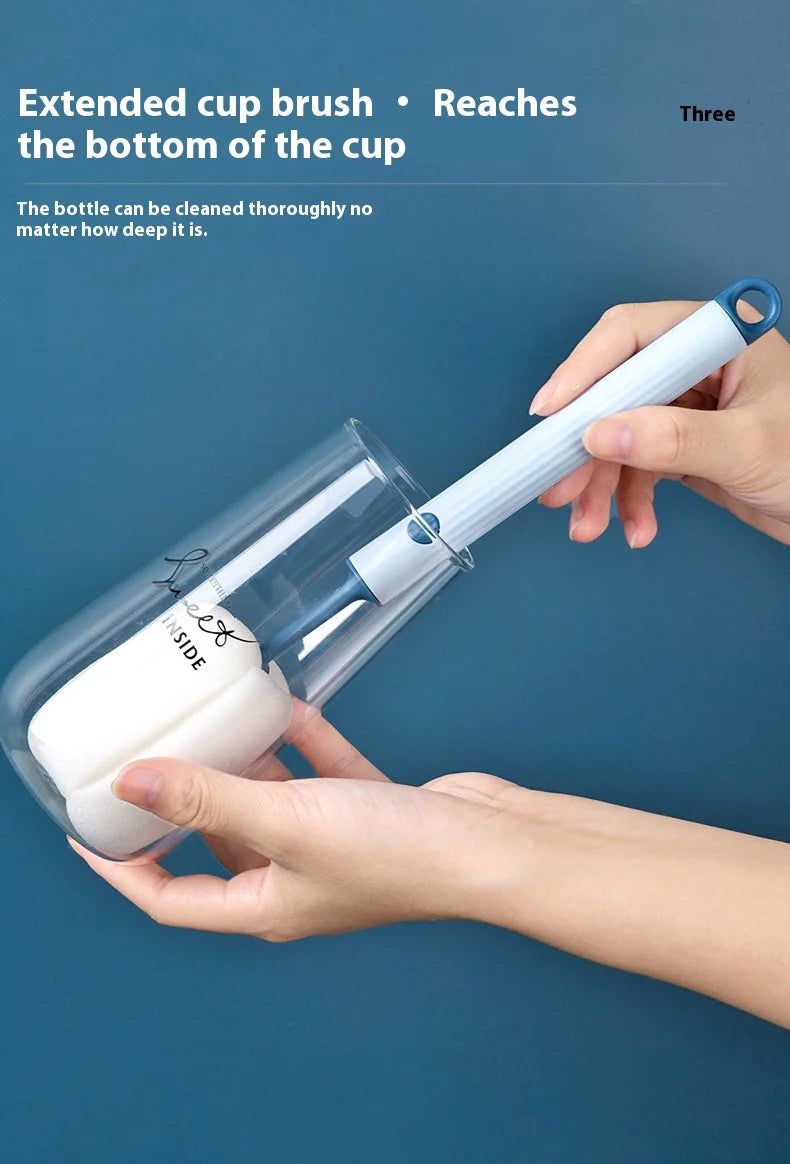 New Nordic-style Cup Brush Long-handled Sponge Cup Brush Detachable and Replaceable Head Baby Bottle and Thermos Cup Clean Brush