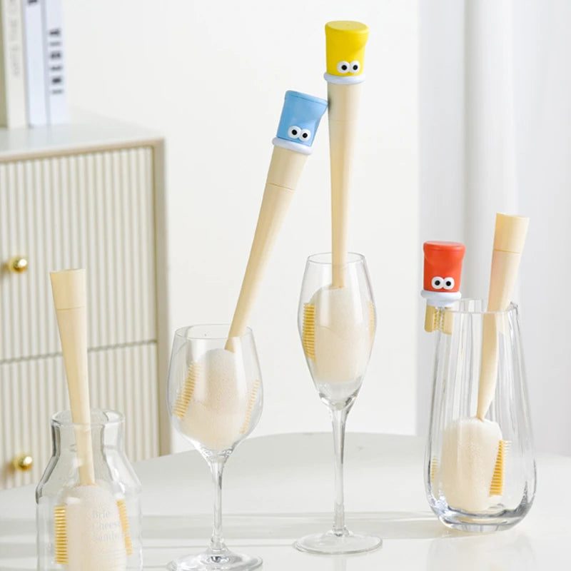 1set Bottle Brush Cup Scrubber Pacifier Bottle Brush Set Sponge Long Handle for Drink Bottle Glass Cup Brush Cleaning Tool