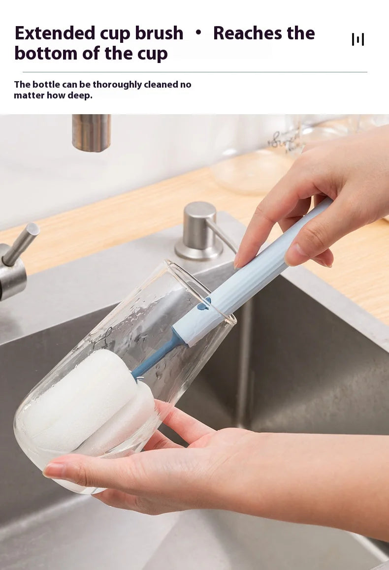 New Nordic-style Cup Brush Long-handled Sponge Cup Brush Detachable and Replaceable Head Baby Bottle and Thermos Cup Clean Brush