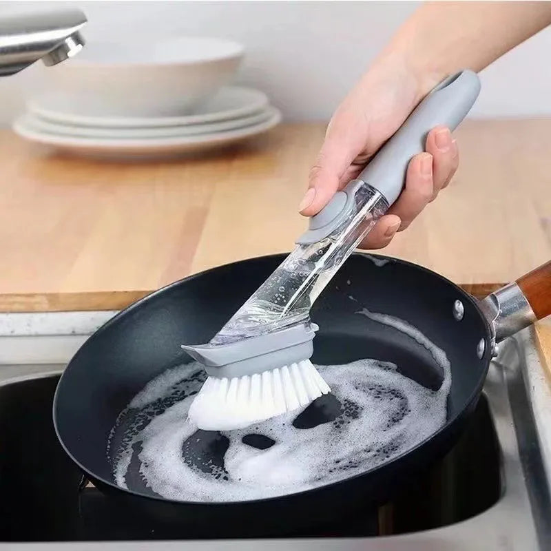 Kitchen Pot Cleaning Brush Long Handle Stain Removal Brush Multifunctional Kitchen Dishwashing Dishes Pans Cleaning Tool Brush