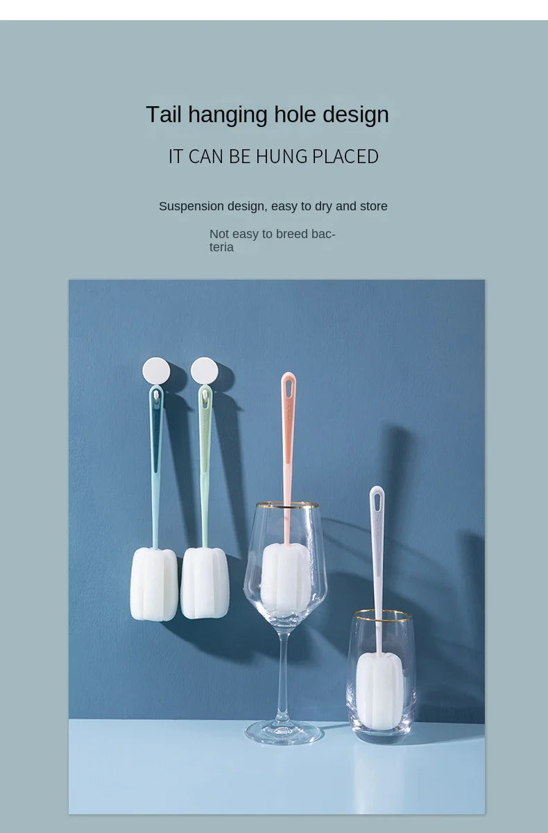 Cup Brush Cup Clean Long Handle Milk Bottle Brush No Dead Angle Remove Tea Stain Sponge Small Brush #2874